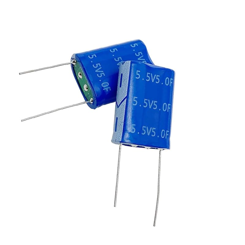 10 Pieces 10.5 X 21 X 27 mm (0.3 x 0.8 x 1.0 inches) Supercapacitor 5.5 V 5.0F Dual Layer Capacitor Wirewound Energy Reservoir Suitable for Car Recorders, Toys, etc.