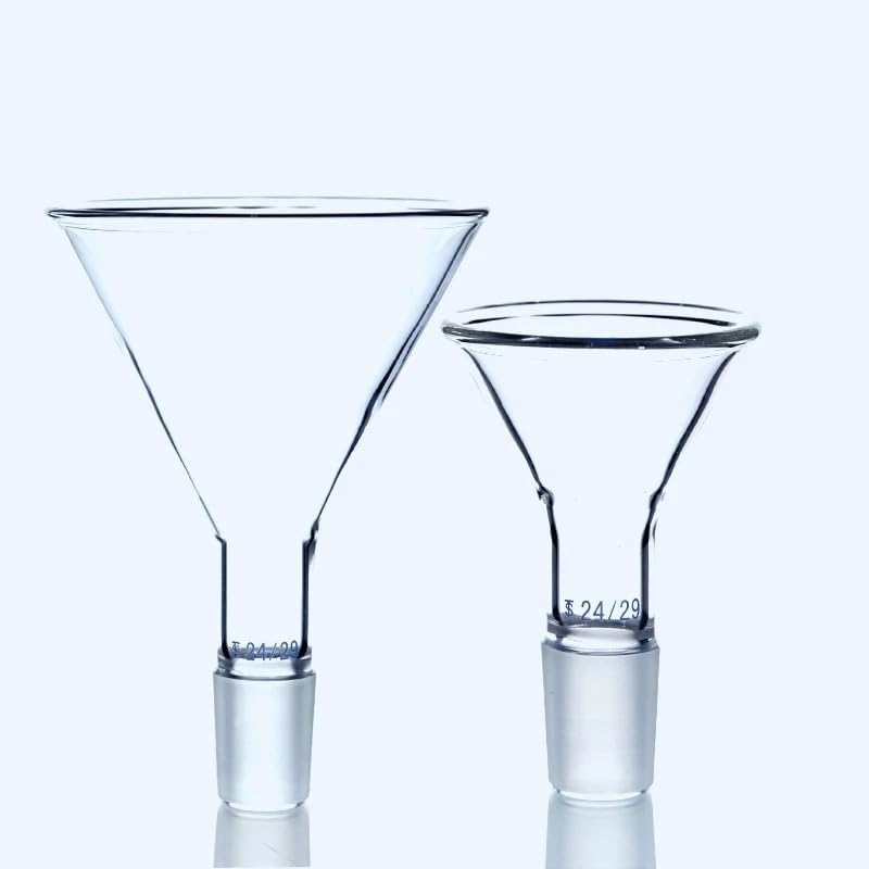 Clear Glass Conical Feed Funnel 50mm to 150mm - Ideal for Lab Experiments and Transfers(120mm Joint No.24)