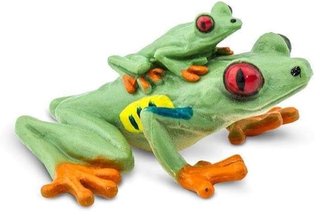 Red-Eyed Tree Frog with Baby - Hand-Painted, Lifelike 2.75" Model Figure - Fun Educational Toy for Boys, Girls & Kids Ages 3+