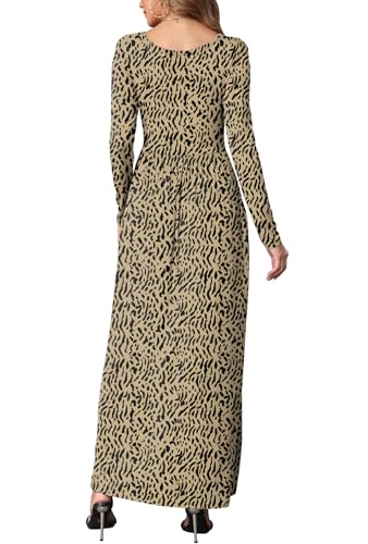 Image of EUOVMY Women's Long Sleeve Loose Maxi Dresses Casual Long Dresses with Pockets