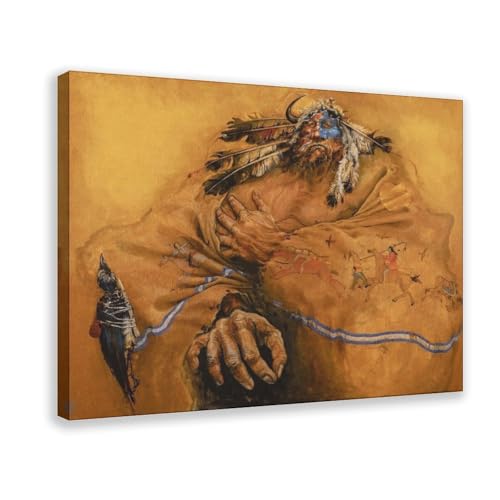 Impression d'inspiration amérindienne Crow Indian de Paul Pletka toile vintage bureau