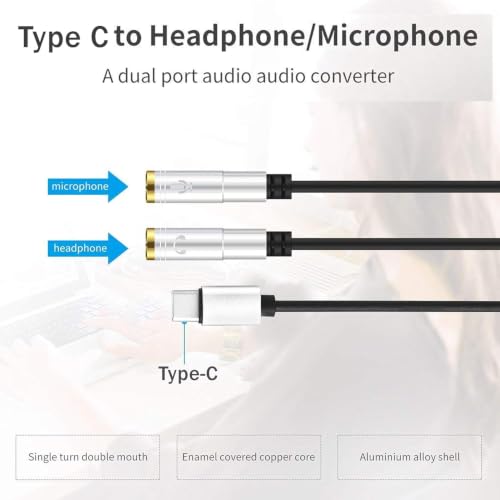 Image of Storite USB Type C Male to 3.5mm AUX Female Headphones Jack Converter Aux Connector - Silver