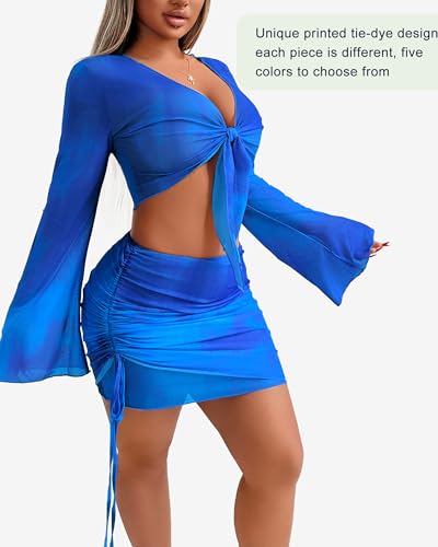 Image of Two Piece Skirt Set Shirt and Skirt Set for Women Going Out Sets Club Outfits Cute 2 Piece Sets Sexy Rave Mini Skirt