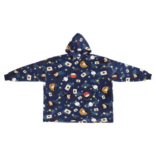 Bioworld Harry Potter Chibi Characters & Icons Blue Long Sleeve Oversized Hoodie Wearable Blanket-OSFA