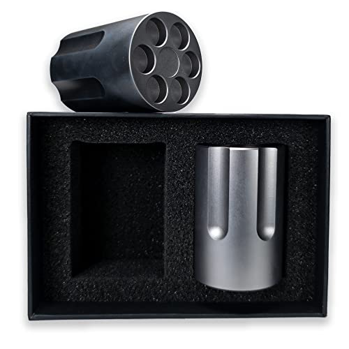 Set Of Two 1.8Oz Metal Shot Glasses - Revolver Design - Great Gift For Fathers, Birthday And Graduation - Tactical Shatterproof Aluminium Cups - Rugged Shooters For Party, Camping, Outdoors And Home #TOP4