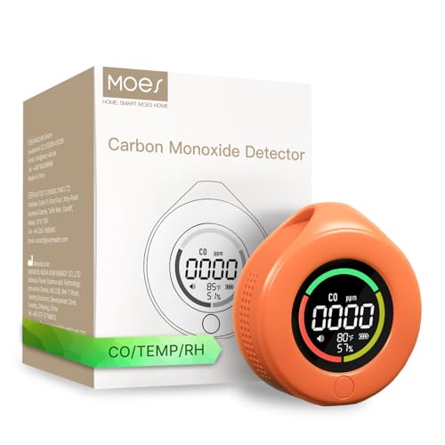 MOES CO Detector, Portable Mini Carbon Monoxide Alarm with LCD Screen, 3 in 1 Measures Carbon Monoxide, Temperature & Air Humidity, For Home, Camperva