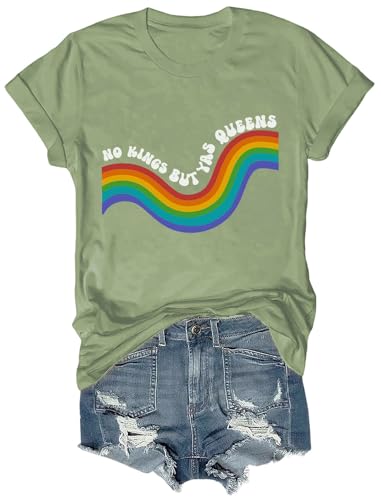 No Kings but YAS Queens Rainbow LGBTQ Pride T-Shirt for Women Men - Funny Pride Month Top