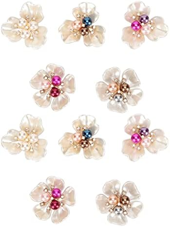 SUPERFINDINGS 40 Stück Blumenknöpfe Mit Strass - 20mm Perlenknöpfe Für Kleidung