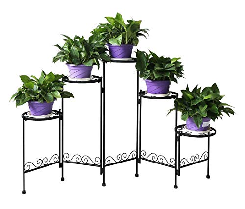 Madcg 5 Tier Metal Plant Stand Flower Pot Display Rack Shelf
