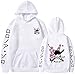 PANOZON Sudadera Anime Figuras de Roronoa Zoro Camiseta Manga Larga para Hombre (L, Blanco-1)