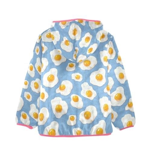 Fried Egg Toddler Fleece Jacket Baby Girls Hooded Zipper Long Sleeve Thick Warm Outerwear 3-10 Years2