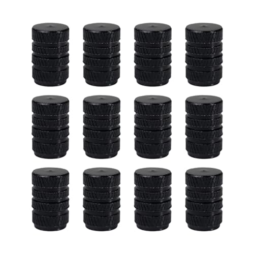 10 Tappi Valvole Pneumatici In Alluminio Anodizzato Nero - Universali Per Auto, Camion, Moto, SUV
