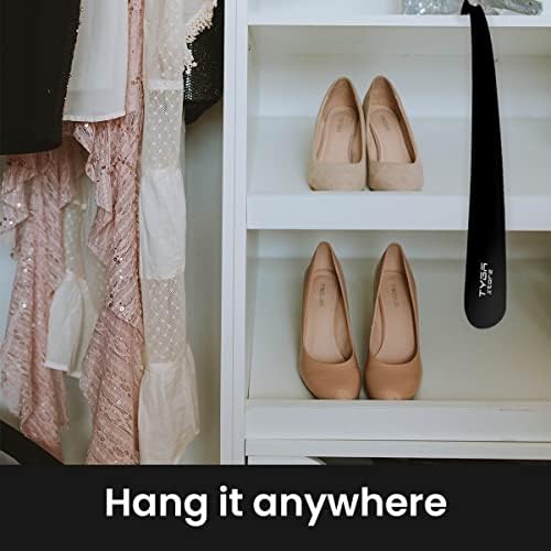 TYGA STORE | Shoe Horn Long Handled 17 inches - New Flexible Design - Snap-proof Plastic, Comfortable, Elongated Footwear Fitter (For Men & Women) (Black)