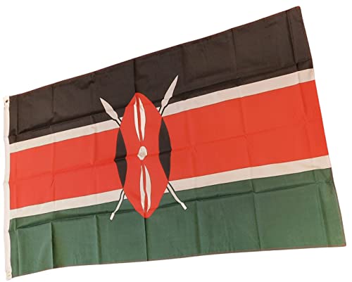 NWFlags Kenya Flag 5ft x 3ft 75d Premium Polyester Suitable For Flagpoles, Multicolor
