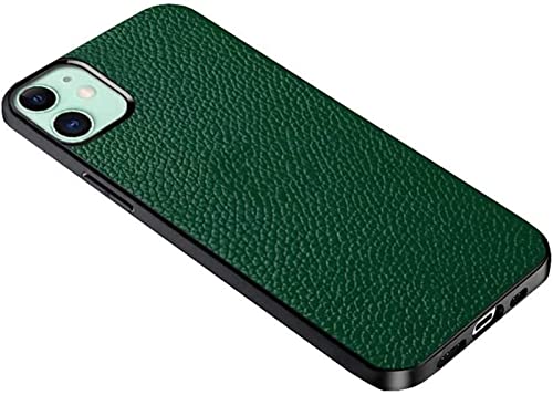 Coque iPhone 12 Mini en cuir litchi vert, protection chic et élégante
