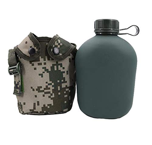 Jadedragon Military Canteen Water Bottle, Aluminium Water Canteen Reinforced Nylon Cover Belt Holster, Portable Water Bottles With Shoulder Strap (Woodland Camouflage 1.2 L) #TOP1