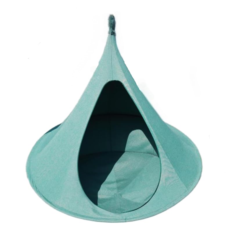 Double Birnest Hanging Chair – Cozy Indoor/Outdoor Hammock with Olefin Canvas, 660 lb Capacity, Includes Two Circle Aluminum Pole &amp; Carabiner. Swing Sofa. (Sky Blue)