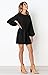 PRETTYGARDEN Women’s Elegant Long Lantern Sleeve Short Dress Crewneck Tie Waist Knit Cocktail Dress Black