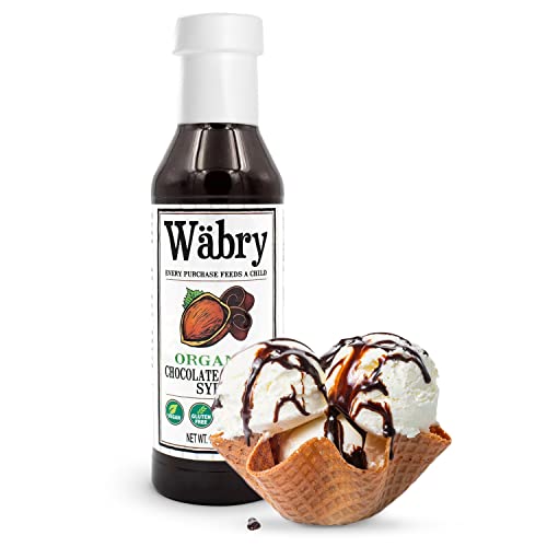 Image of Wabry Organic Chocolate Hazelnut Syrup - 15.5oz (439g), Natural Chocolate Syrup for Pancakes and Waffles, Drinks and Ice cream, Vegan Mocha Syrup for Coffee, Non-GMO & Dye-Free - BPA Free Bottle