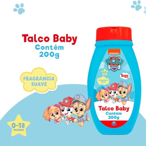 Kit 4 Talco Infantil Patrulha Canina Suave 200g - Topz Baby