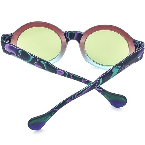 HEPIDEM Matte Acetate Vintage Retro Round Polarized Sunglasses for Women 9270T3