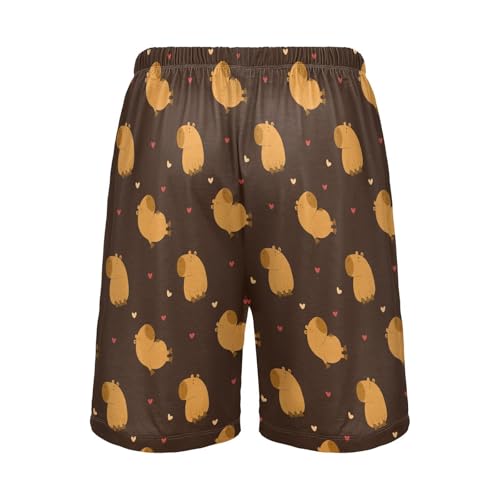 Men's Pajama Shorts Soft Comfy Casual Sleep Lounge Capybara Pj Bottom with Drawstring & Pockets3