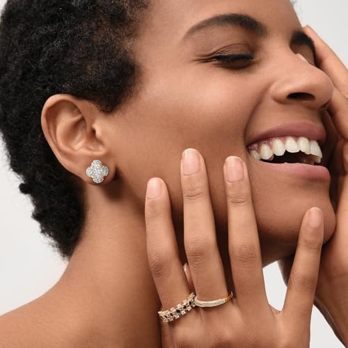 Gold Cubic Zirconia Studs for Women - 18k Gold Tiny CZ Triangle Earrings - Hypoallergenic Handmade Everyday Wear3