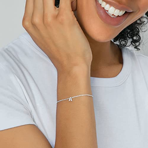 ChicSilver Dainty Initial Bracelet 925 Sterling Silver Bracelet Minimalist Letter Bracelet for Women Bracelet with Initial Z Alphabet Jewelry - Image 3