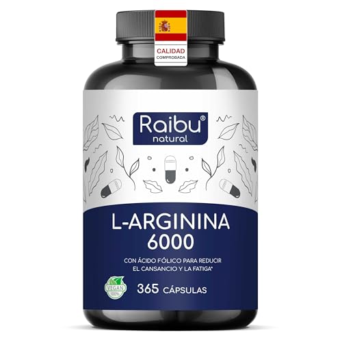 L-Arginina 365 Cápsulas Veganas - 6000 mg de L Arginina HCL Pura (de los cuales 4976 mg son puros) por Dosis Diaria – Alta Dosificación - Sin Aditivos y Probado en Laboratorio
