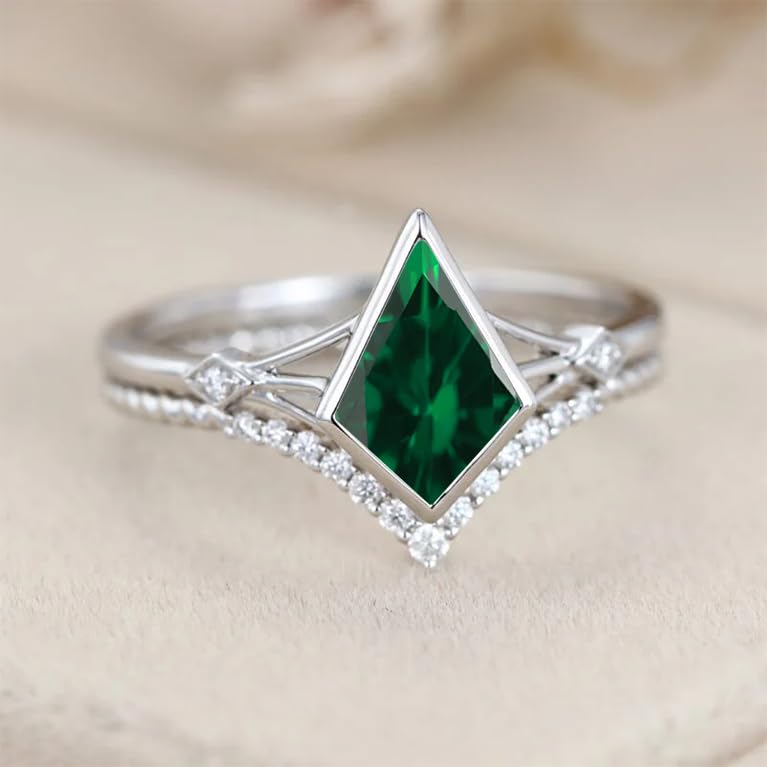 1-3 Carat Kite Cut Gemstone Ring Set for Women S925 Sterling Silver/10K/14K/18K Gold Handmade Ring Set for Women Wedding Ring Set Personalized Jewelry Gift for Women’s Day Her4