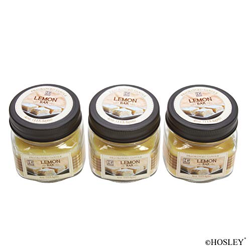 Hosley's Set Of 3, 4 Oz. Lemon Bar Fragrance Farm House Hand Poured Candles Infused With Essential Oils Jar Candles #TOP16