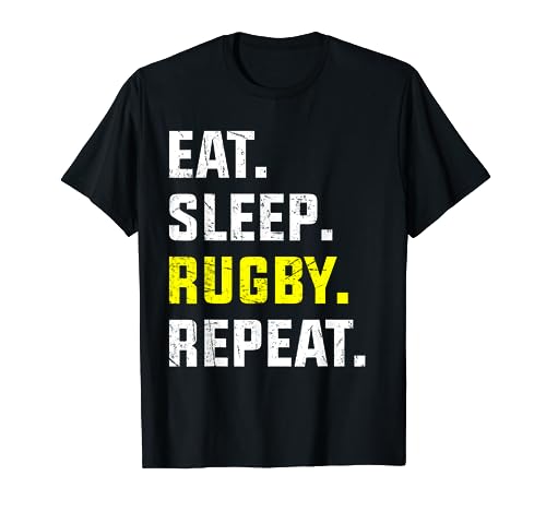 Eat Sleep Rugby Repeat Sport Divertente Retro Vintage Rugby Amante Maglietta