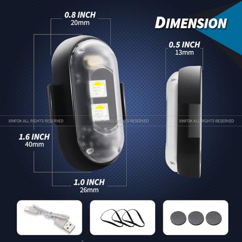 RGB Led Aircraft Drone Strobe Lights for Cars, 6pcs USB Mini Rechargeable with Remote Moto Glow Up Wireless Ambient Bike Led Lights Emergency for Night Riding Car Interior Vehicles Motorcycles - Thumbnail 4