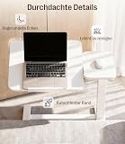 MAIDeSITe stolik C-Form na kółkach, stolik pod laptopa z regulacją wysokości do sofy i łóżka, mobilny stolik z podzielonym blatem do salonu i sypialni - biały