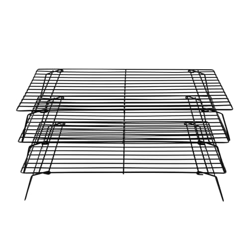 Restaurantware-Met Lux 15.7 x 9.8 x 8.3 Inch Wire Baking Rack Set, 1 Stackable Oven Wire Rack Set - 3-Tier Design, Oven-Ready Up To 392F, Black Iron, With Collapsible Feet by Restaurantware - Image 8