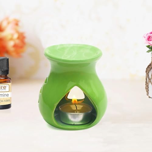 Image of Pure Source India Ceramic Aroma Burner (Set of 1, Green)