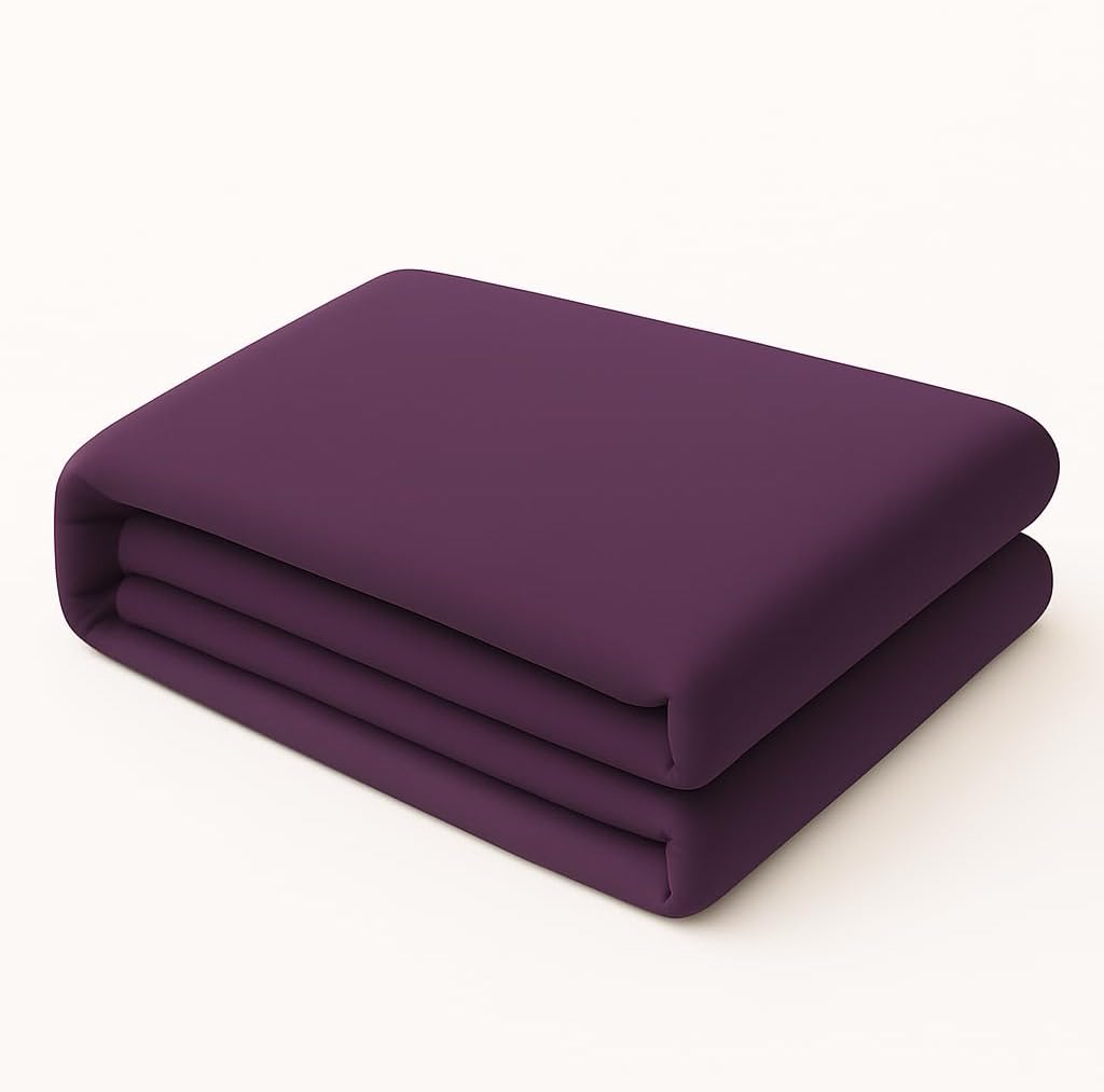 Flat Sheet Bed Linen Soft Easy Care PolyCotton Blend Plain Dyed Flat Bed Sheet (Single, Plum)