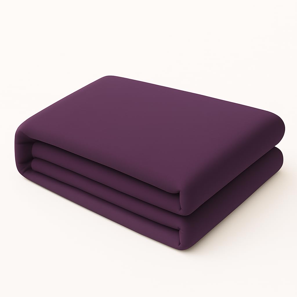 Flat Sheet Bed Linen Soft Easy Care PolyCotton Blend Plain Dyed Flat Bed Sheet (Super King, Plum)
