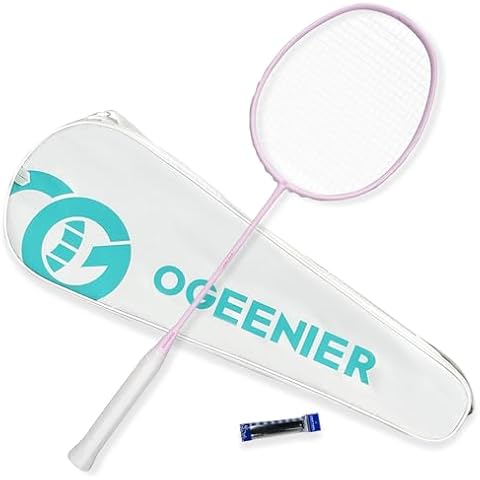 OGEENIER Badminton Racket Carbon Fiber - 30LBS - Lightweight Badminton Racquet for Beginners, Includes Badminton Grip and Bag Cover