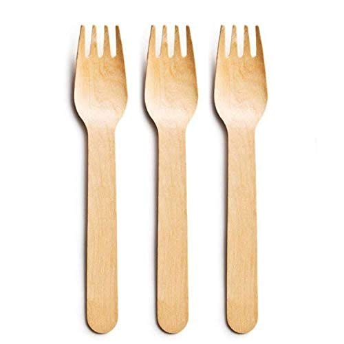 30,50,70,100,150,200,250 Packs Biodegradable Wooden Forks Compostable Eco-Friendly Utensils Sturdy for BBQs, Parties, Weddings, Picnics, Office Plastic-Free Alternative Disposable (Pack of 30)