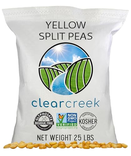 CLEAR CREEK Certified Glyphosate Residue Free Yellow Split Peas | 25 lbs | Non-GMO | Kosher | Vegan