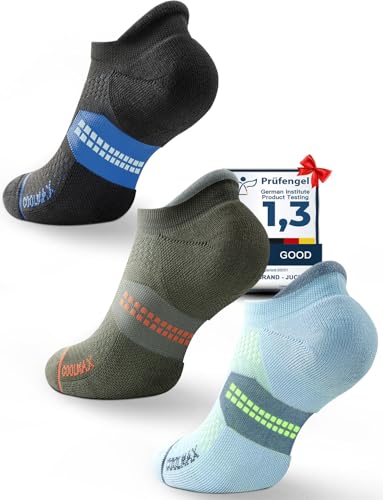 Juclise Coolmax Bamboo Viscose Compression Tab Running No Show Socks Men Moisture Wicking Cushioned Anti-Blister (US, Alpha, Large, Regular, Regular,Gradient Blue+Carolina Blue+Marine Od Green)