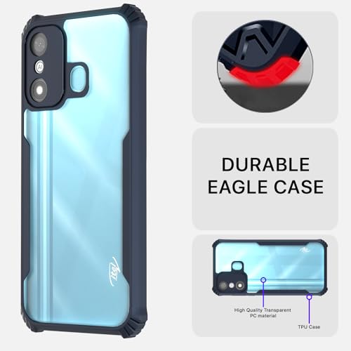 Image of Pikkme itel A27 Back Cover | Crystal Clear Transparent Back | Ultra Hyrbid | Full Camera Protection | Raised Edge | Bumper Back Case (Blue)