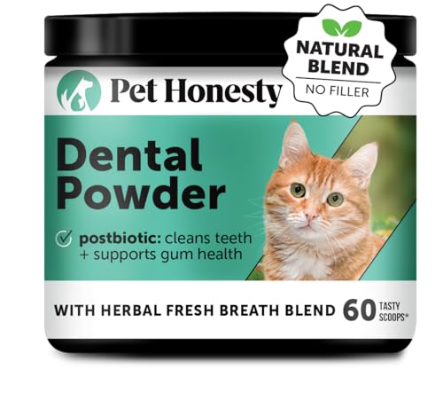 Cat Breath Freshener Dental Powder for Teeth Cleaning Plaque Off, Dental Care for Cats, Tartar Remover for Teeth with Natural Herbal Blend (60 Day Supply)