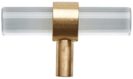 MANTARA A-0008-T Acrylic Brass Strip Handle Modern Minimalist Cabinet Golden Transparent Drawer Wardrobe Furniture Light Luxury Door Handle (Pack of 1)