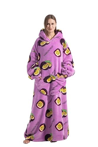 Capecage Fleece Wearable Blanket Hoodie (Passion Fruit)