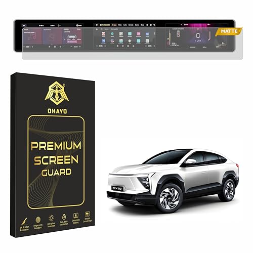 Image of OHAYO Military Strength Screen Protector for Mahindra XEV 9E 2026 Matte Finish | 9H Hardness Scratch Resistant Display Guard | Full Edge-to-Edge Coverage | Anti-Glare Ultra Clear Protection Film | Bubble Free Installation with Kit | Non-Glass Car Infotainment Screen Protection