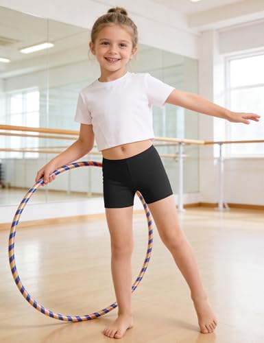 Image of Somaibo 3 Pack Girls Bike Shorts Kids Cartwheel Under Dress Cotton Short | Girl Biker Shorts Dance Tumble Gymnastic Short