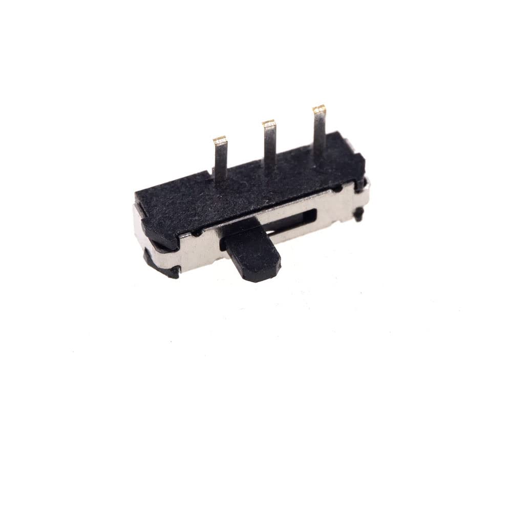 100 Pcs Miniature Slide Switch 3 Pin 2 Position 1P2T SPDT ON-OFF Right Angle Through Hole PCB Knob 2.00mm Height 2.0 Mm Pitch