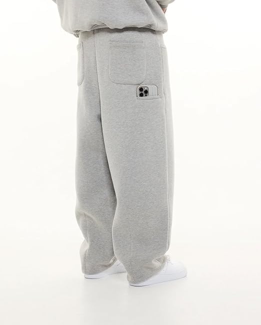 Image of Men's 320 GSM Heavyweight Baggy Track Pants | Oversized Fleece Joggers | Relaxed Fit Sweatpants with Deep Side Pockets | Winter Casual Lounge Wear